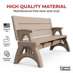 Convert Bench to Picnic Table | Space-Saving, Weather-Resistant