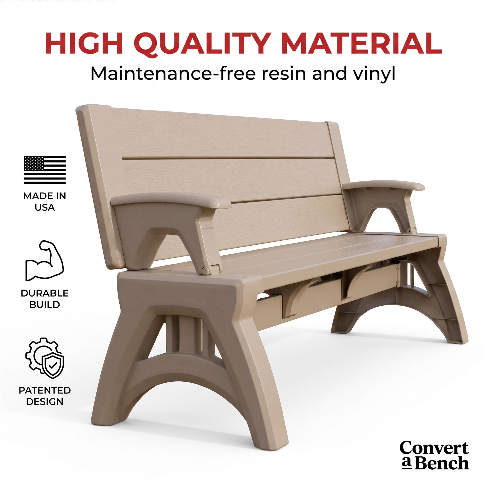 Convert Bench to Picnic Table | Space-Saving, Weather-Resistant