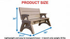 Convert Bench to Picnic Table | Space-Saving, Weather-Resistant